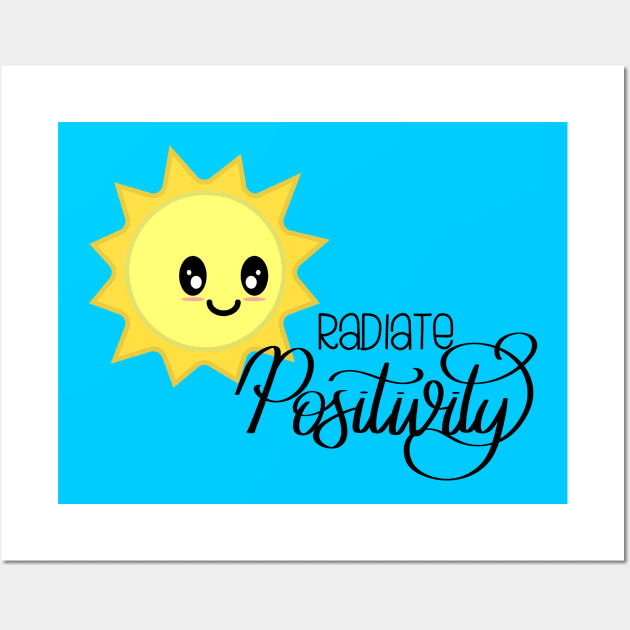 Radiate Positivity Sunny Positive Vibes in Blue Wall Art by Kelly Gigi